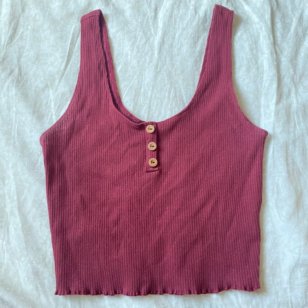 Garage Cropped Button Tank Top